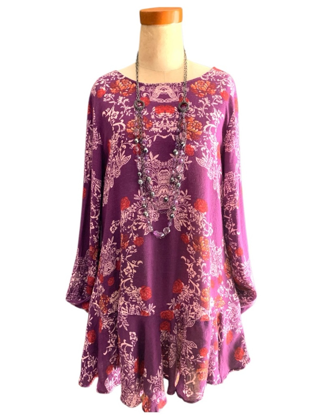 Free People Smooth Talker Floral Printed Tunic dress in Plumberry- S
